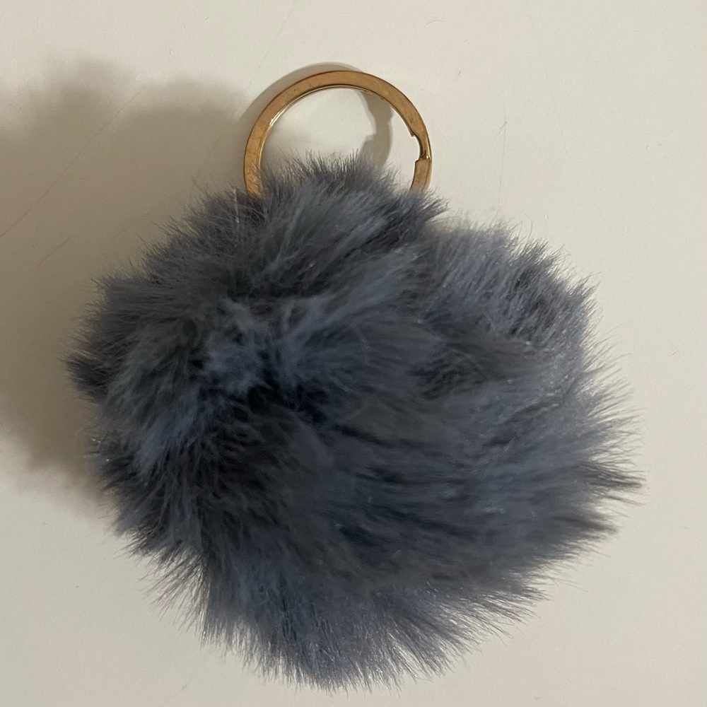 Gray Fur Pom Pom Keychain